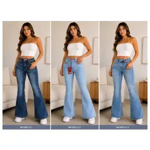 Pantalones pata ancha de mujer miniatura 3